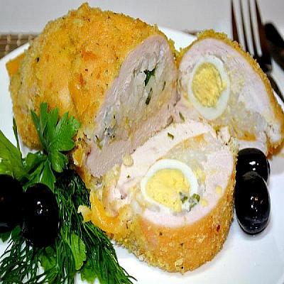 Куриные грудки, фаршированные рисом и яйцами